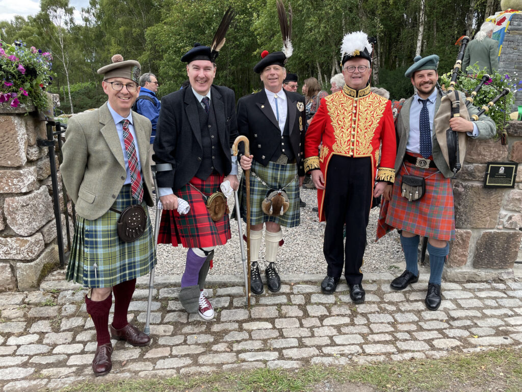 Left to right: the author, Seanachaidh; John Mackintosh of Mackintosh, President of Clan Chattan; Richard McBain of McBain, our 23rd Chief; The Rt Hon. the Lord Lyon King of Arms, Dr Joseph Morrow; Ia