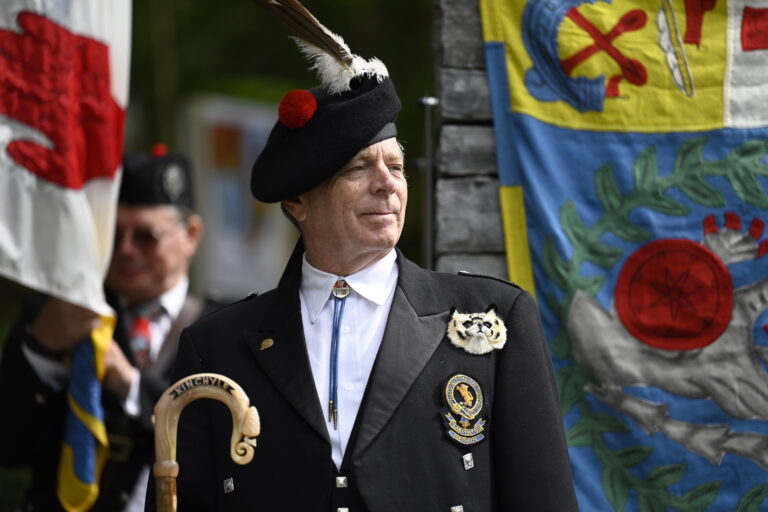 Richard McBain of McBain at his inauguration as Chief, McBain Memorial Park, 6 August 2022
