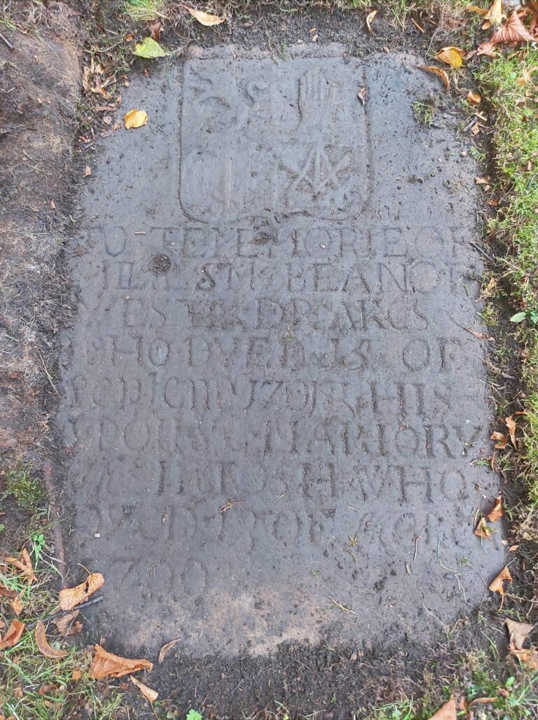 Heraldic graveslab of Gillies McBean of Wester Drakies