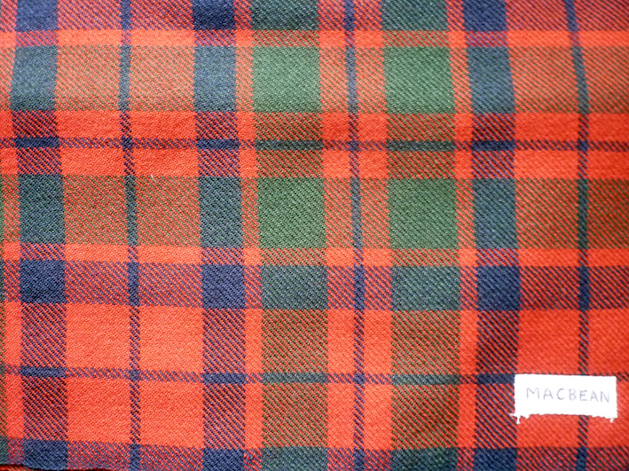 The MacBean of Tomatin tartan. (Photograph (Copyright) of cloth woven by Peter MacDonald, published here with his kind permission)
